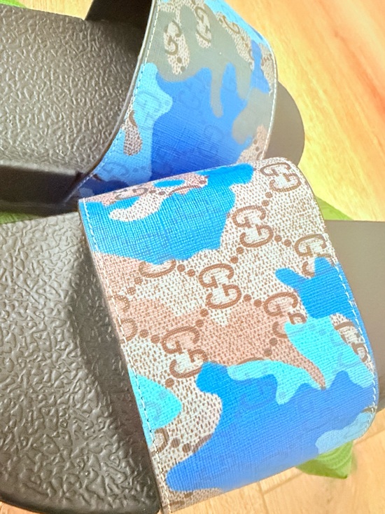 Gucci Blue Camo GG Slide Sandals main image 6